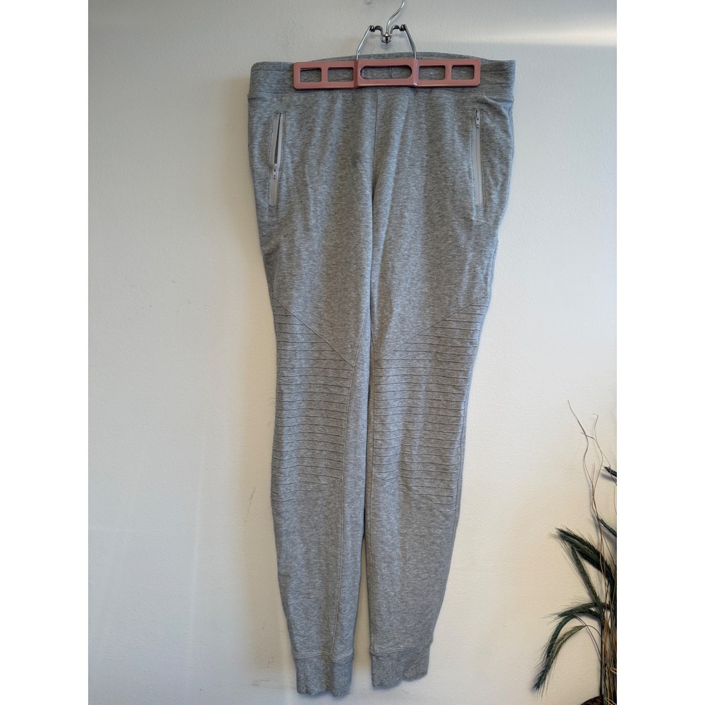 Alo Yoga Urban Moto Sweatpants Heather Grey Ribbed Joggers Womens no drawstring - Picture 2 of 10